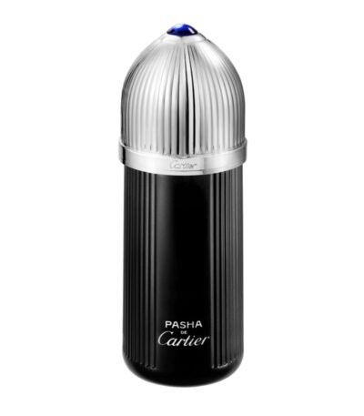Cartier Pasha de Cartier Edition Noire Eau de Toilette 100ml black bottle with silver cap, front view