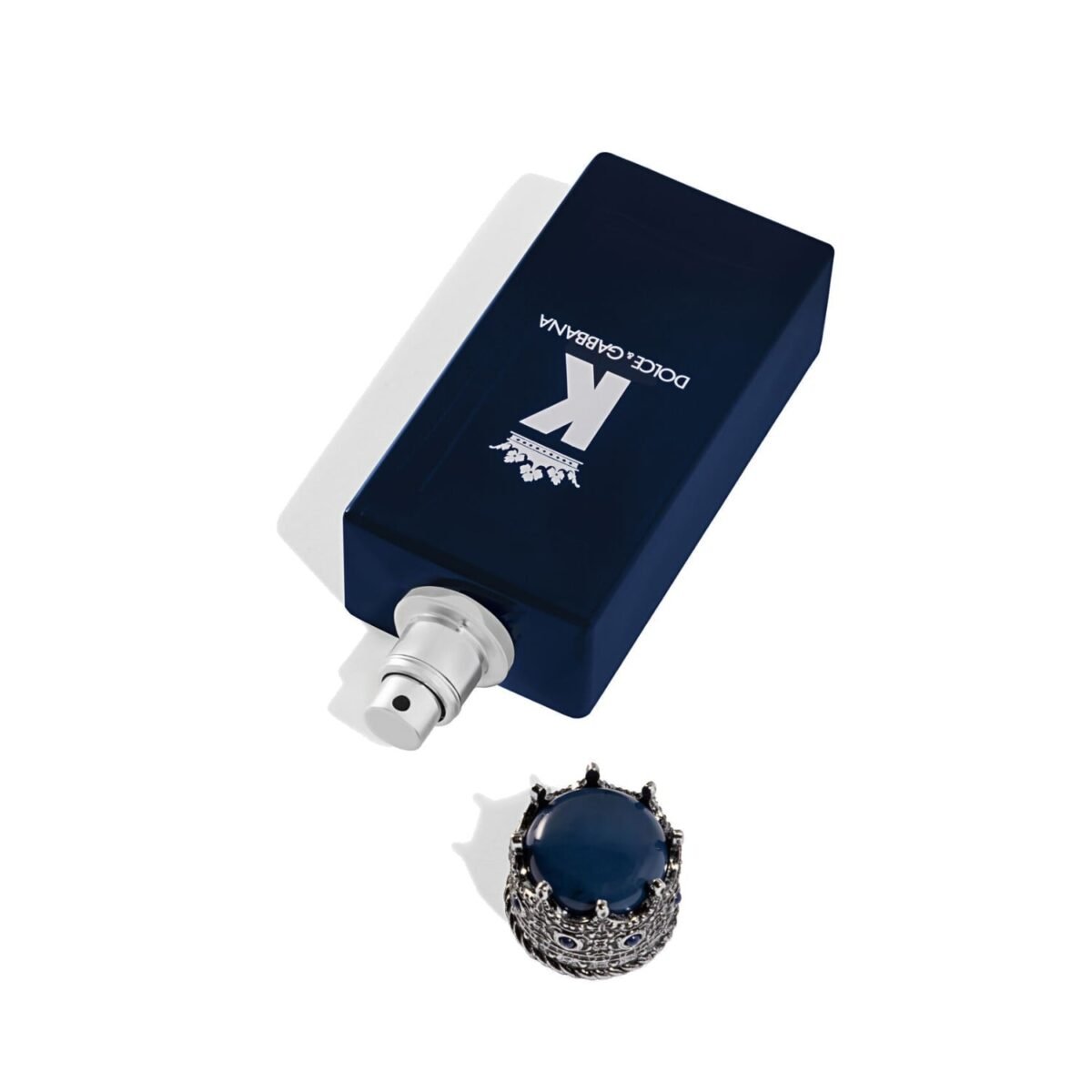 Dolce and Gabbana K Parfum 50ml bottle with crown cap removed, top view