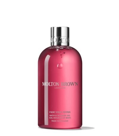 Molton Brown Fiery Pink Pepper Bath and Shower Gel 300ml pink bottle, front view