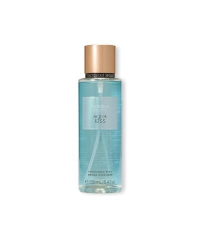 Victoria's Secret Aqua Kiss Fragrance Mist 250ml aqua bottle with gold cap, front view